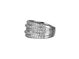 White Cubic Zirconia Platinum Over Sterling Silver Three Row Band Ring 2.57ctw