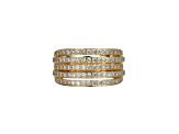 White Cubic Zirconia 18K Yellow Gold Over Sterling Silver Three Row Band Ring 2.57ctw