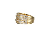 White Cubic Zirconia 18K Yellow Gold Over Sterling Silver Three Row Band Ring 2.57ctw