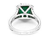 Green Emerald and White Diamond 18K White Gold Ring. 4.72 CTW