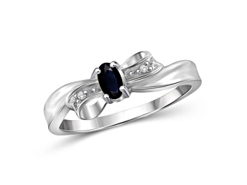 Picture of Black Sapphire Rhodium Over Sterling Silver Ring 0.25ctw