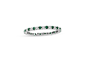 Picture of 0.55ctw Emerald and Diamond Eternity Band Ring in 14k White Gold