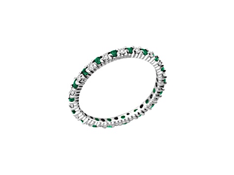 0.55ctw Emerald and Diamond Eternity Band Ring in 14k White Gold
