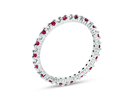 0.55ctw Ruby and Diamond Eternity Band Ring in 14k White Gold