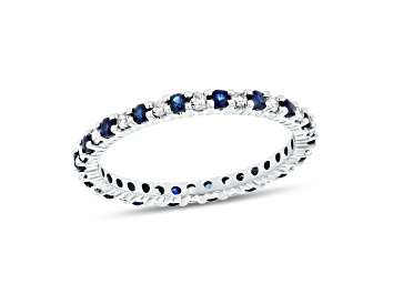 Picture of 0.55ctw Sapphire and Diamond Eternity Band Ring in 14k White Gold