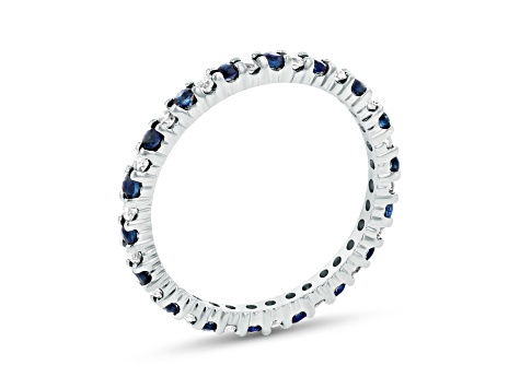 0.55ctw Sapphire and Diamond Eternity Band Ring in 14k White Gold