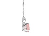 8mm Cushion Rose Quartz Rhodium Over Sterling Silver Pendant With Chain