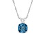 8mm Cushion London Blue Topaz Rhodium Over Sterling Silver Pendant With Chain