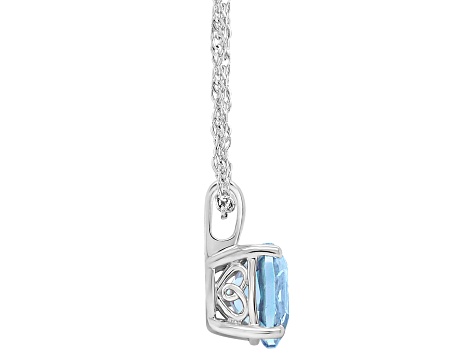 8mm Cushion Sky Blue Topaz Rhodium Over Sterling Silver Pendant With Chain