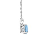 8mm Cushion Sky Blue Topaz Rhodium Over Sterling Silver Pendant With Chain