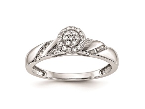 Rhodium Over 14K White Gold Diamond Trio Cluster Engagement Ring 0.15ctw