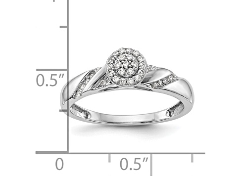 Rhodium Over 14K White Gold Diamond Trio Cluster Engagement Ring 0.15ctw