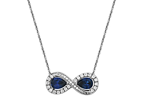 Lab Created Blue and White Sapphire Rhodium Over Sterling Silver Bracelet and Necklace Set 3.78ctw