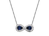 Blue and White Lab Created Sapphire Rhodium Over Sterling Silver Bracelet and Necklace Set 3.78ctw