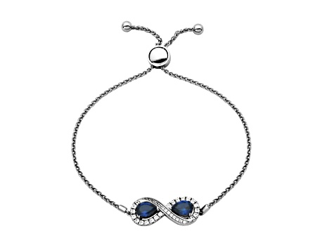 Blue and White Lab Created Sapphire Rhodium Over Sterling Silver Bracelet and Necklace Set 3.78ctw
