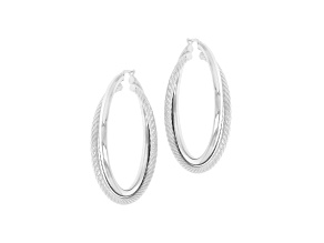 Judith Ripka Rhodium Over Sterling Silver 2"  Dual Twisted Hoop Earrings