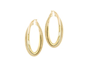 Judith Ripka 14K Yellow Gold Clad 1-3/4" Twisted Hoop Earrings
