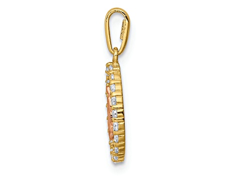 14K Yellow and Rose Gold Our Lady of Guadalupe Cubic Zirconia Pendant ...