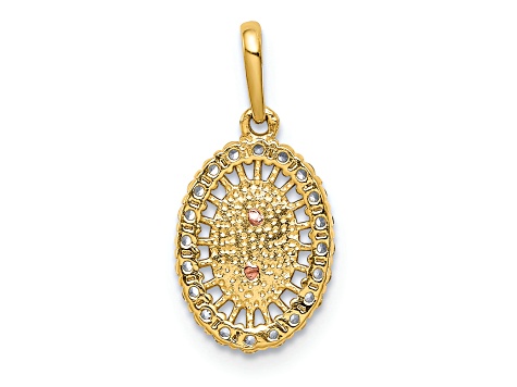 14K Yellow and Rose Gold Our Lady of Guadalupe Cubic Zirconia Pendant ...