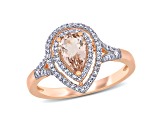 0.62ctw Morganite and 0.25ctw Diamond 14k Rose Gold Halo Ring