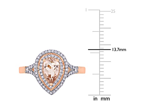 0.62ctw Morganite and 0.25ctw Diamond 14k Rose Gold Halo Ring