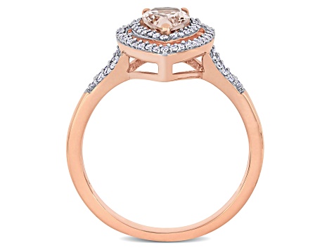 0.62ctw Morganite and 0.25ctw Diamond 14k Rose Gold Halo Ring