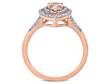 0.62ctw Morganite and 0.25ctw Diamond 14k Rose Gold Halo Ring