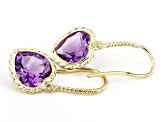 Purple Amethyst 14k Yellow Gold Dangle Earrings 3.37ctw