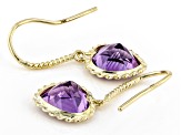 Purple Amethyst 14k Yellow Gold Dangle Earrings 3.37ctw