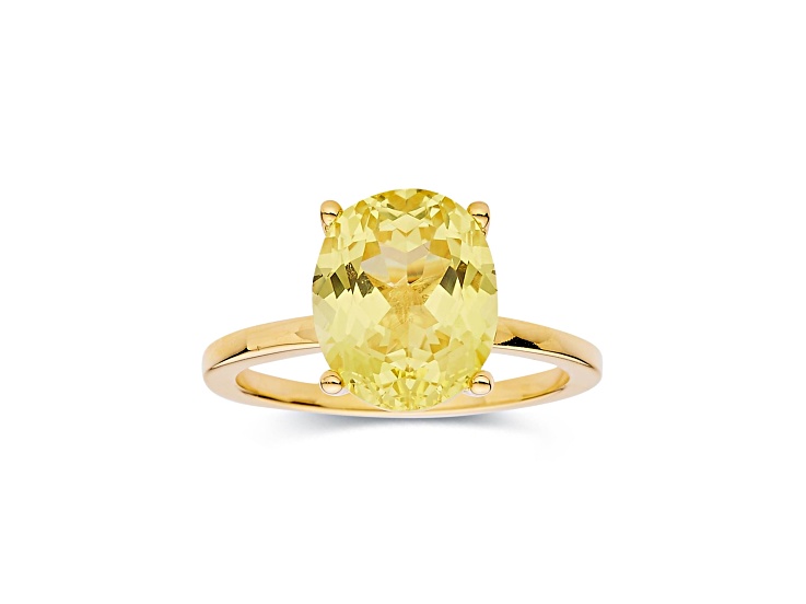 Oval Lab Created Yellow Sapphire 18K Yellow Gold Over Sterling Silver Solitaire Ring 4.00ct