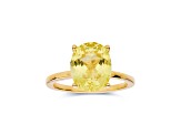 Oval Lab Created Yellow Sapphire 18K Yellow Gold Over Sterling Silver Solitaire Ring 4.00ct