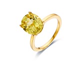 Oval Lab Created Yellow Sapphire 18K Yellow Gold Over Sterling Silver Solitaire Ring 4.00ct