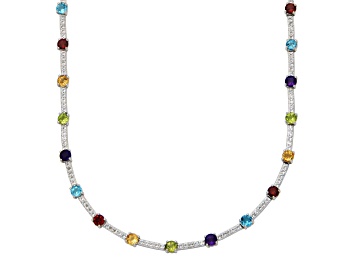 Picture of Multi-Gemstone Rhodium Over Sterling Silver Necklace 16.44ctw