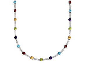 Multi-Gemstone Rhodium Over Sterling Silver Necklace 16.44ctw