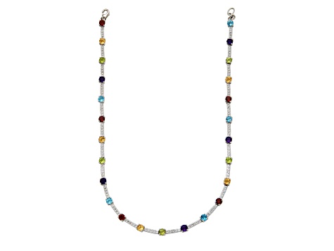 Multi-Gemstone Rhodium Over Sterling Silver Necklace 16.44ctw
