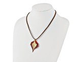 Iridescent Copper and 24k Yellow Gold Dipped Double Birch Leaf Necklace