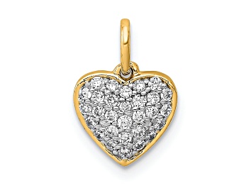 Picture of 14k Yellow Gold and Rhodium Over 14k Yellow Gold Diamond Heart Pendant