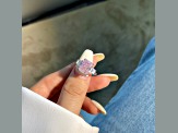 Radiant Cut Pink and Baguette White Cubic Zirconia Sterling Silver Ring