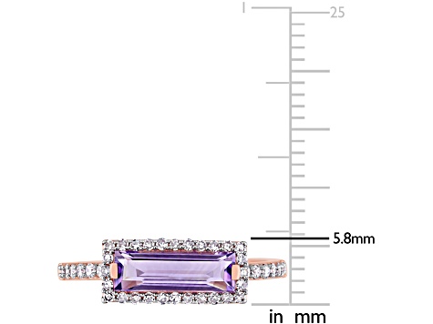 1.20ctw Amethyst And 0.25ctw Diamond 14k Rose Gold Double Halo Ring