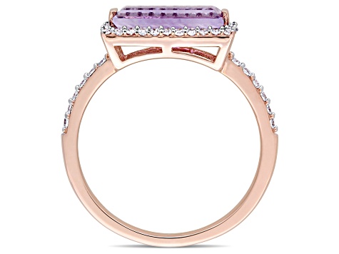 1.20ctw Amethyst And 0.25ctw Diamond 14k Rose Gold Double Halo Ring