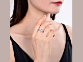 Pear Shape Blue Topaz with White Topaz Accents Sterling Silver Bypass Ring, 1.19ctw