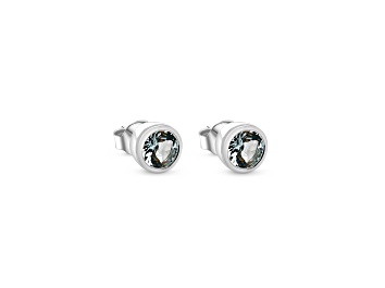 Picture of Rhodium Over Sterling Silver 6mm Round Aquamarine Stud Earrings.