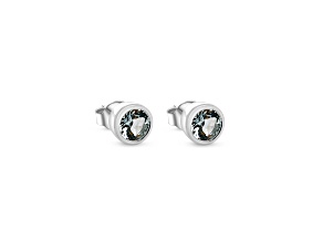 Rhodium Over Sterling Silver 6mm Round Aquamarine Stud Earrings.