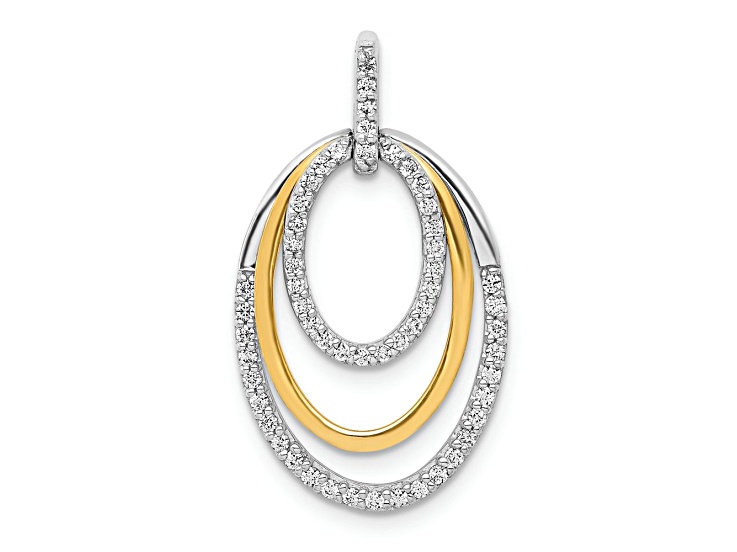 10k Yellow Gold and 10k White Gold Diamond Fancy Triple Oval Pendant