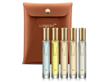 Picture of Lovery Luxe 6 Pc Cologne Set for Men- 5 Woody Scented Eau de Toilettes with Faux Leather Pouch