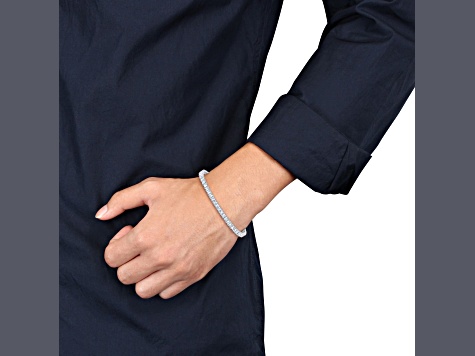 Lab Created White Sapphire Sterling Silver Unisex Tennis Bracelet 10.02ctw