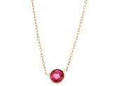 Lab Created Ruby 10K Yellow Gold Station Necklace 1.00ctw