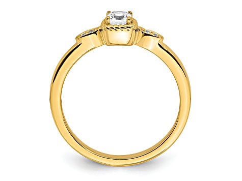 14K Yellow Gold Petite Rope Edge Cushion Diamond Ring 0.24ctw