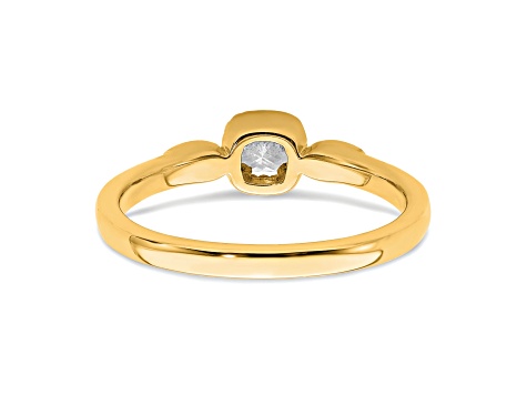 14K Yellow Gold Petite Rope Edge Cushion Diamond Ring 0.24ctw