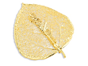 24K Yellow Gold Dipped Aspen Leaf Gold-tone Pin Brooch